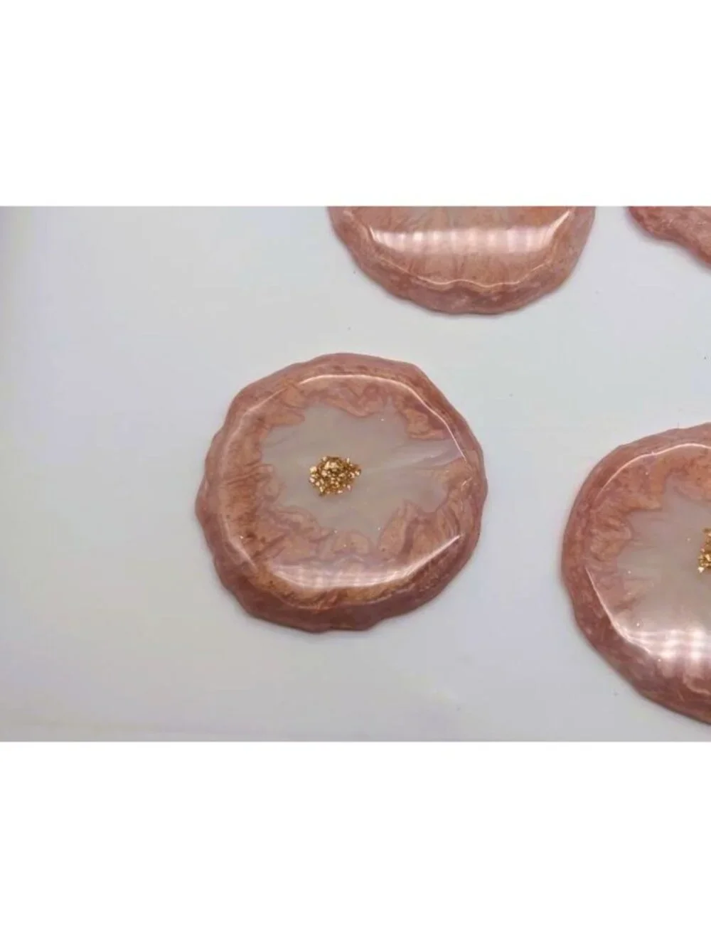 Handmade Pink Floral Epoxy Resin Coaster Set | Set of 4 Drink Coasters